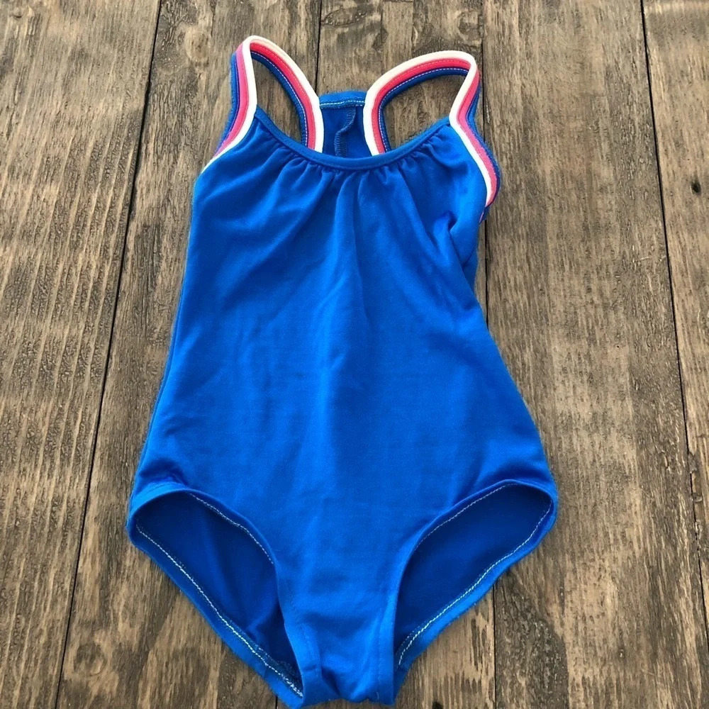 Vintage Catalina USA Girls One Piece Swimsuit Blue